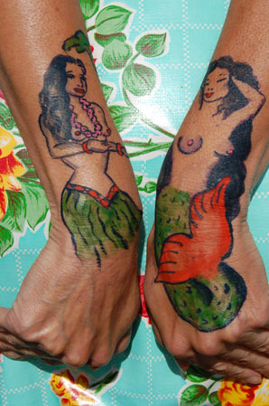 Temporary tattoo: hula mermaid by Chantz Perkins