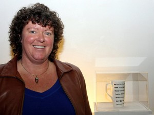 Jan Morley and her mug at the GFEST 2010 queer art exhibition