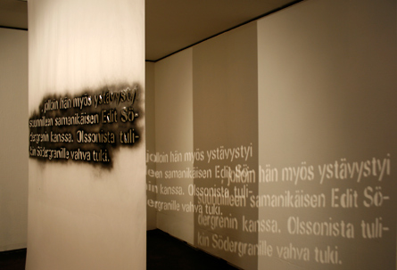 Text about Olsson, installation by Laura Lilja, 2010-11