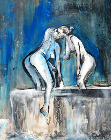 'Bath girls', painting by Tess Sheerin