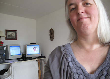 Birthe at her home office