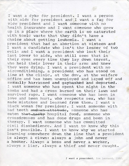 I Want a President by Zoe Leonard 1992