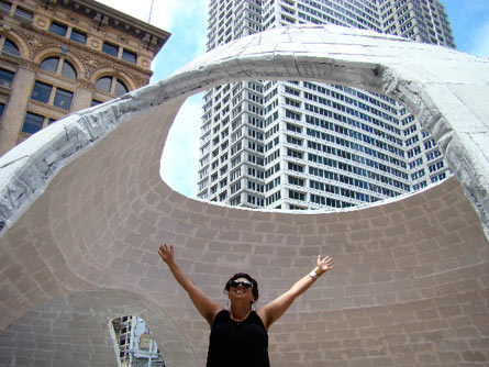 Jewlia Eisenberg in one of the domes of her Bowls Project